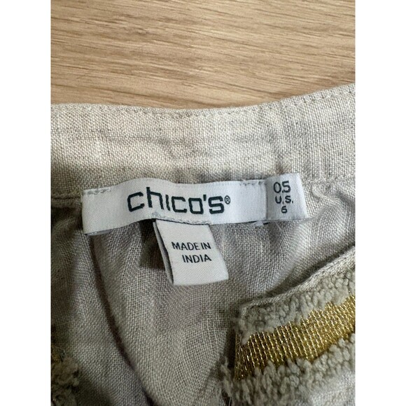 Chico's Embroidered Linen Peasant Top Tunic Boho Festival Blouse Size 0.5 (US 6) - Picture 8 of 10